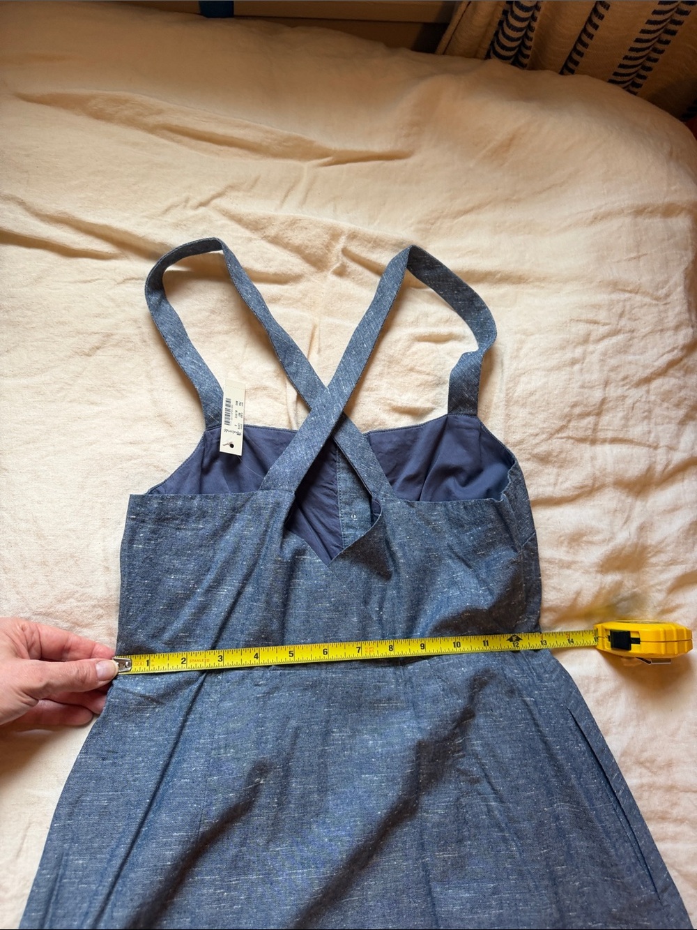 Madewell NWT Classic heathered Chambray Blue Button-Front Sundress with Straps - Picture 6 of 7